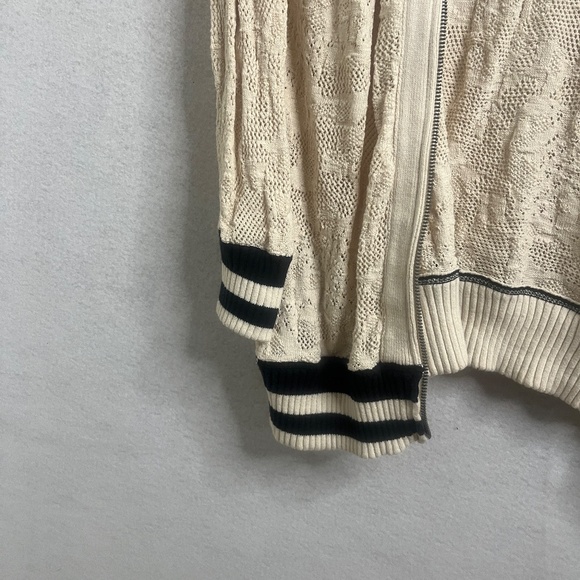 Free People Lace Knit Zip Cardigan Sweater M | Boho Varsity Style - Picture 6 of 6